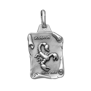 PENDENTIF GRAND PARCHEMIN SCORPION VIEIL ARGENT MASSIF