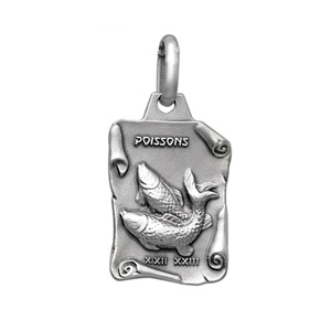 PENDENTIF GRAND PARCHEMIN POISSON VIEIL ARGENT MASSIF