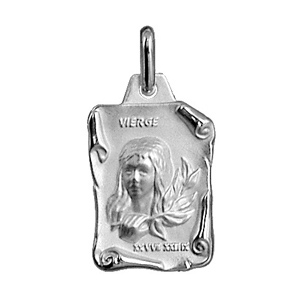 PENDENTIF GRAND PARCHEMIN VIERGE ARGENT RHODIÉ MASSIF BRILLANT ET SABLE