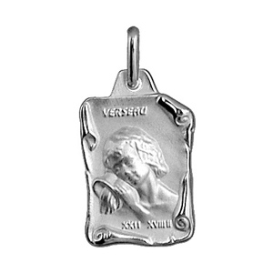 PENDENTIF GRAND PARCHEMIN VERSEAU ARGENT RHODIÉ MASSIF BRILLANT ET SABLE
