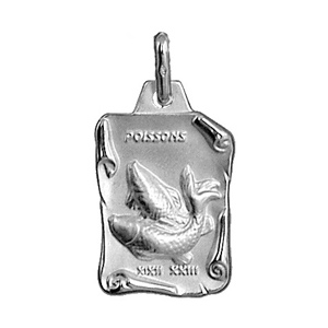 PENDENTIF GRAND PARCHEMIN POISSON ARGENT RHODIÉ MASSIF BRILLANT ET SABLE
