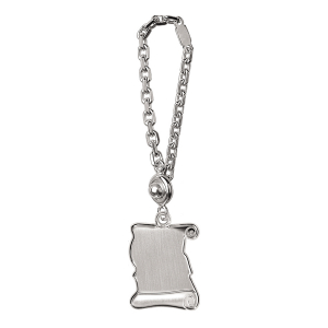 PORTE CLEFS PARCHEMIN GRAND MODELE ARGENT SATINÉ dim 24 x 17 mm