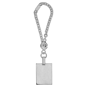 PORTE CLEF ARGENT PLAQUE GI 19*25 FINITION SATINEE