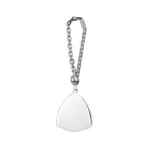 PORTE CLEF FORME TRIANGLE ARGENT (CHAINETTE BRILLANTE ET PLAQUE SATINE)