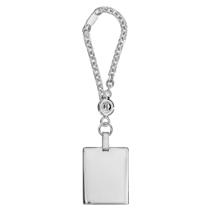 PORTE CLEFS PLAQUE GI ARGENT  DIM 30 x 23 mm