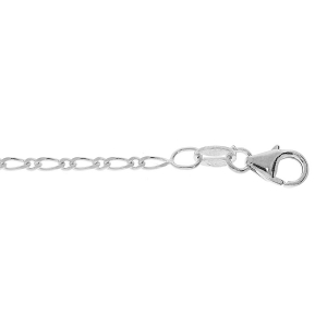 CHAINE CHEVILLE ARGENT RHODIÉ  1+1 2MM 25 REGLABLE 23