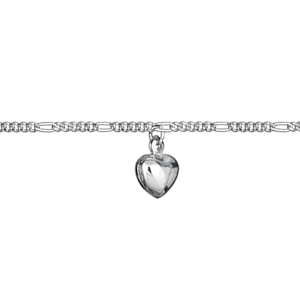 CHAINE CHEVILLE CHAINES + COEUR ARGENT 23CM