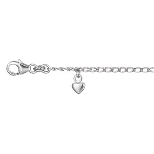 CHAINE CHEVILLE ARGENT RHODIÉ  6 PAMPILLES COEURS 25,5CM REGLABLE 22