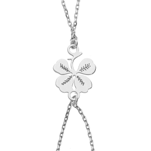 PARURE DE MAIN TREFLE ARGENT .RHODIÉ + CHAINETTE DE RALLONGE