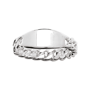 BAGUE CHAINE PLAQUE TONNEAU ARGENT