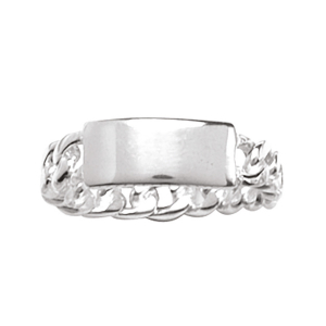 BAGUE ARGENT CHAINE PLAQUE DROITE