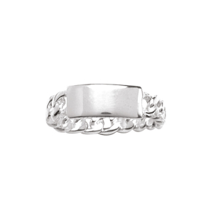 BAGUE ARGENT CHAINE PLAQUE DROITE