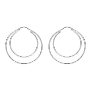 CREOLES ARGENT RHODIÉ DOUBLE 38MM ET 25MM