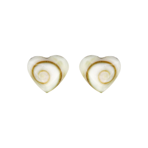 BOUCLES D'OREILLES TIGE ARGENT RHODIÉ COEUR COQUILLAGE OEIL DE SAINTE LUCIE