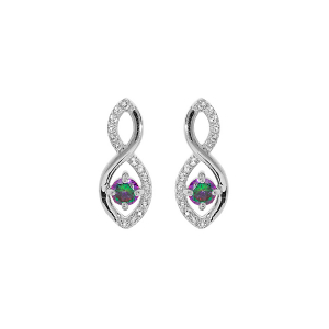 BOUCLES D'OREILLES TIGE ARGENT RHODIÉ INFINI OXYDES MYSTIQUE ET BLANCS SERTIS