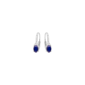 BOUCLES D'OREILLES DORMEUSE ARGENT RHODIÉ OXYDES BLEU ET BLANCS SERTIS