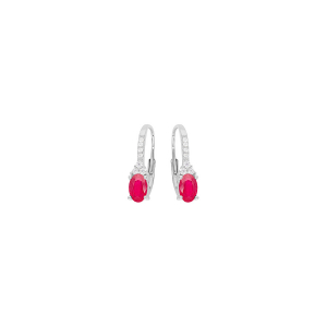 BOUCLES D'OREILLES DORMEUSE ARGENT RHODIÉ OXYDES ROUGE ET BLANCS SERTIS