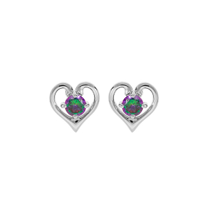 BOUCLES D'OREILLES TIGE ARGENT RHODIÉ COEUR OXYDE MYSTIQUE SERTI