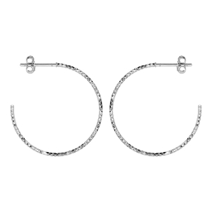 CREOLES ARGENT RHODIE FIL DIAMANTE 30MM PETIT MODELE
