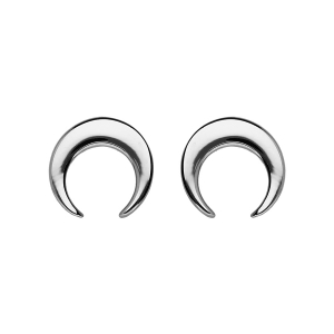 BOUCLES D'OREILLES TIGE ARGENT RHODIÉ CROISSANT DE LUNE LISSE