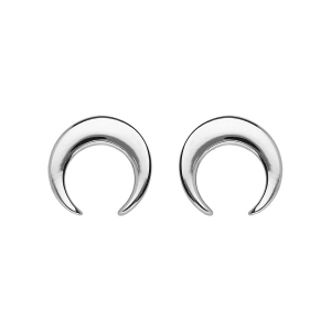 BOUCLES D'OREILLES TIGE ARGENT RHODIÉ CROISSANT DE LUNE LISSE