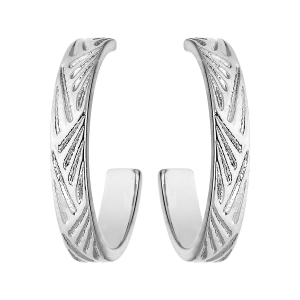 BOUCLES D'OREILLES ARGENT RHODIE STYLE CREOLE MOTIF PLUME