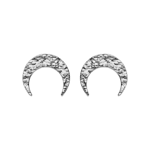 BOUCLES D'OREILLES TIGE ARGENT RHODIÉ CROISSANT DE LUNE MARTELE