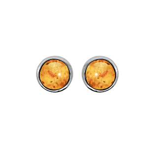 BOUCLES D'OREILLES TIGE ARGENT RHODIÉ PUCE AMBRE VÉRITABLE