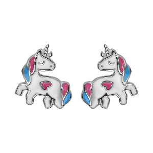 BOUCLES D'OREILLES TIGE ARGENT RHODIÉ LICORNE RÉSINE