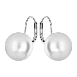 BOUCLES D'OREILLES ARGENT RHODIÉ DORMEUSE PERLE IMITATION 12MM BLANCHE