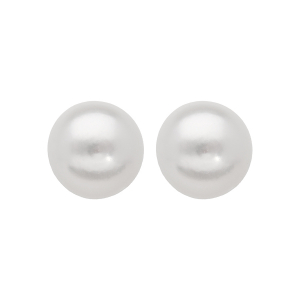 BOUCLES D'OREILLES TIGE ARGENT RHODIÉ PERLE DE CULTURE D'EAU DOUCE 8MM BLANC