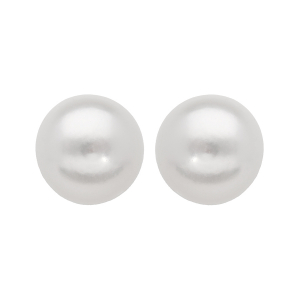 BOUCLES D'OREILLES TIGE ARGENT RHODIÉ PERLE DE CULTURE D'EAU DOUCE 9MM BLANC
