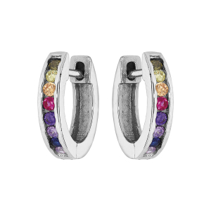 CRÉOLES ARGENT RHODIÉ ARTICULEES EMPIERREES MULTI COULEURS