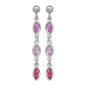 BOUCLES D'OREILLES TIGE ARGENT RHODIÉ 3 OXYDES SERTIS DEGRADE DE ROSE