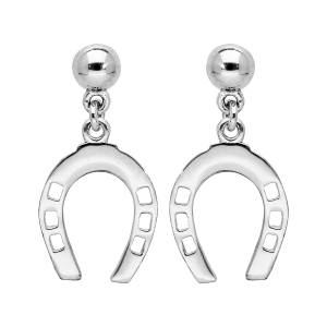 BOUCLES D'OREILLES TIGE ARGENT RHODIÉ FER A CHEVAL