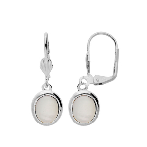 BOUCLES D'OREILLES ARGENT RHODIE DORMEUSE NACRE VÉRITABLE