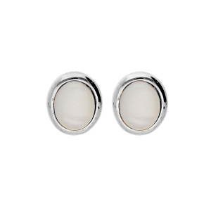 BOUCLES D'OREILLES TIGE ARGENT RHODIÉ PUCE NACRE VÉRITABLE