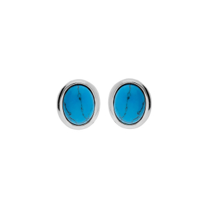 BOUCLES D'OREILLES TIGE ARGENT RHODIÉ PUCE TURQUOISE IMITATION
