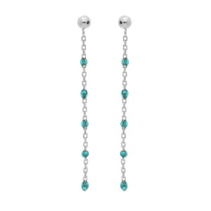 BOUCLES D'OREILLES TIGE ARGENT RHODIÉ OLIVES RÉSINE BLEU TRANSPARENT