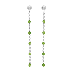 BOUCLES D'OREILLES TIGE ARGENT RHODIÉ OLIVES RÉSINE VERT