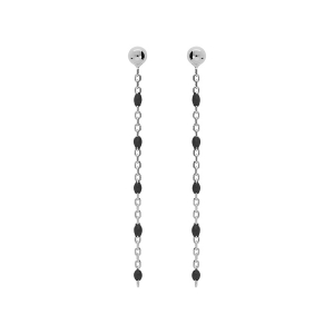 BOUCLES D'OREILLES TIGE ARGENT RHODIÉ OLIVES RÉSINE NOIRE