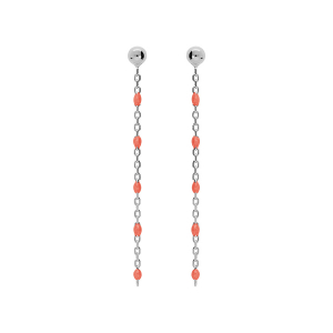 BOUCLES D'OREILLES TIGE ARGENT RHODIÉ OLIVES RÉSINE ROSE