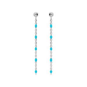 BOUCLES D'OREILLES TIGE ARGENT RHODIÉ OLIVES RÉSINE TURQUOISE IMITATION