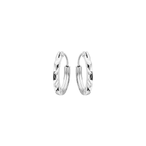 CRÉOLES ARGENT RHODIÉ PLATE DIAMANTÉE ETOILE DIAM 11MM