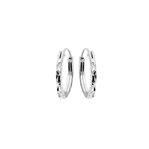 CRÉOLES ARGENT RHODIÉ PLATE DIAMANTÉE ETOILE  13MM