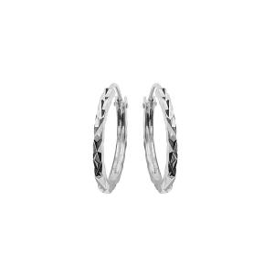 CRÉOLES ARGENT RHODIÉ PLATE DIAMANTÉE ETOILE  15MM
