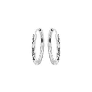 CRÉOLES ARGENT RHODIÉ PLATE DIAMANTÉE ETOILE  17MM