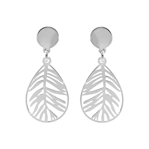 BOUCLES D'OREILLES TIGE ARGENT RHODIÉ FEUILLAGE