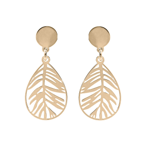 BOUCLES D'OREILLES TIGE ARGENT ET DORURE JAUNE FEUILLAGE