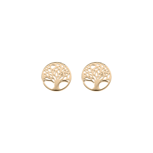 BOUCLES D'OREILLES TIGE ARGENT ET DORURE JAUNE ARBRE DE VIE